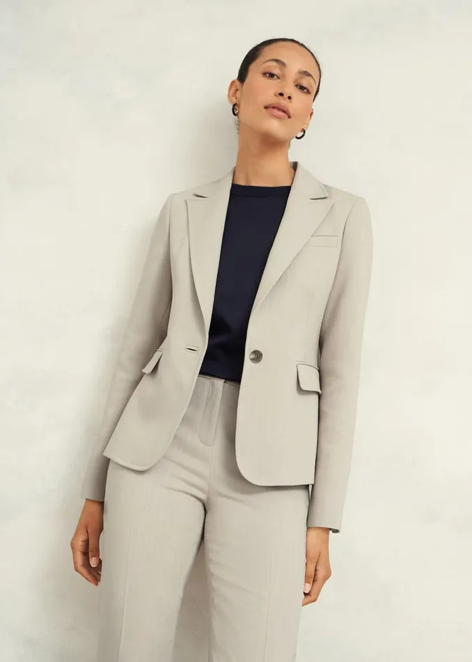 Women Suits and CoOrds Hobbs Ellen Jacket Buff Grey