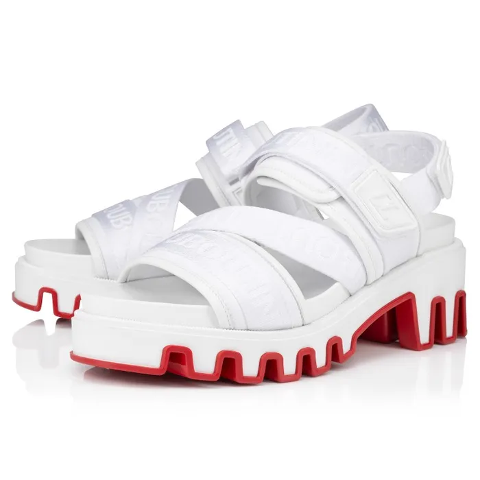 Women Summer Dune 35 Mm Sandals 8211 Nappa Leather Neopren And Ribbon 8211 Bianco Christian Louboutin Platforms