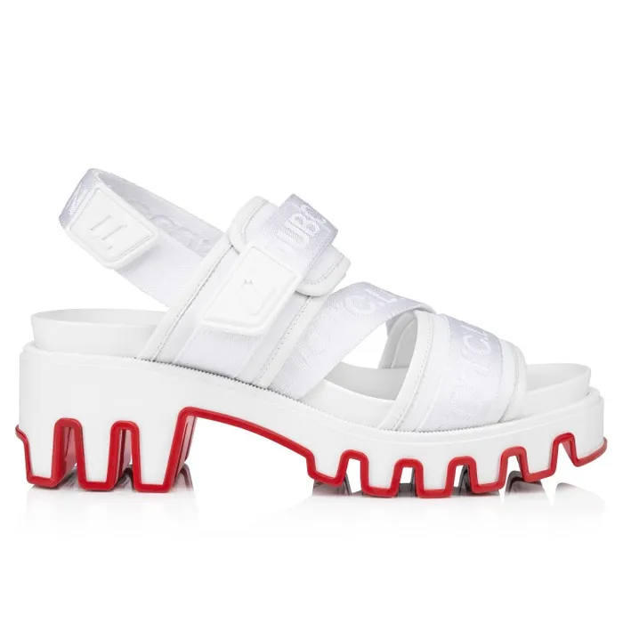 Women Summer Dune 35 Mm Sandals 8211 Nappa Leather Neopren And Ribbon 8211 Bianco Christian Louboutin Platforms