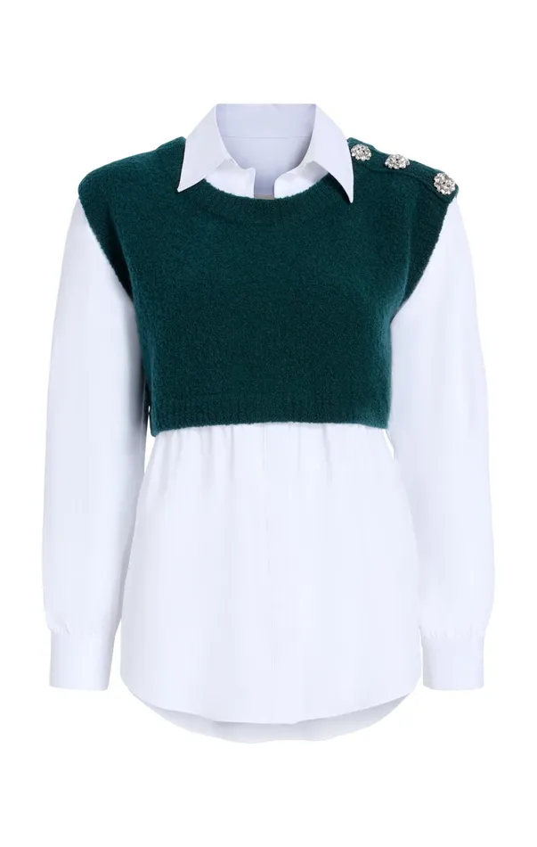 Women Sweaters and Knits Cinq Sept Alden Pullover Green Onyxwhite