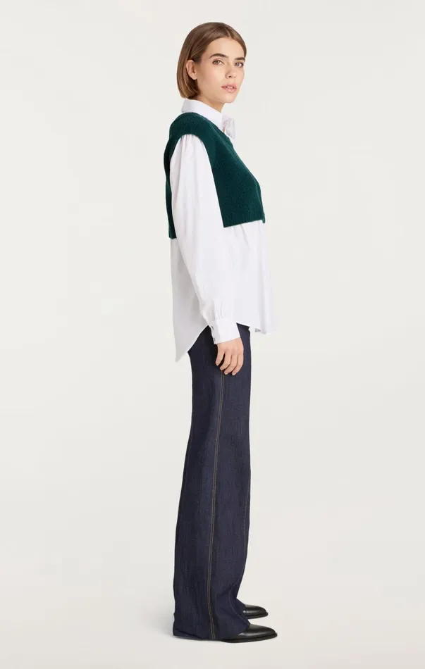 Women Sweaters and Knits Cinq Sept Alden Pullover Green Onyxwhite