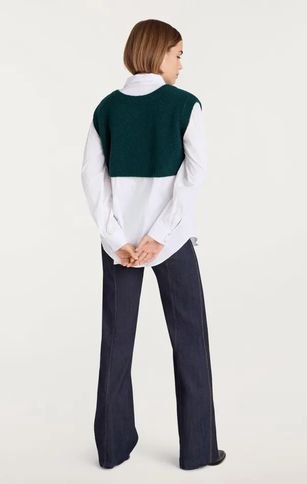 Women Sweaters and Knits Cinq Sept Alden Pullover Green Onyxwhite