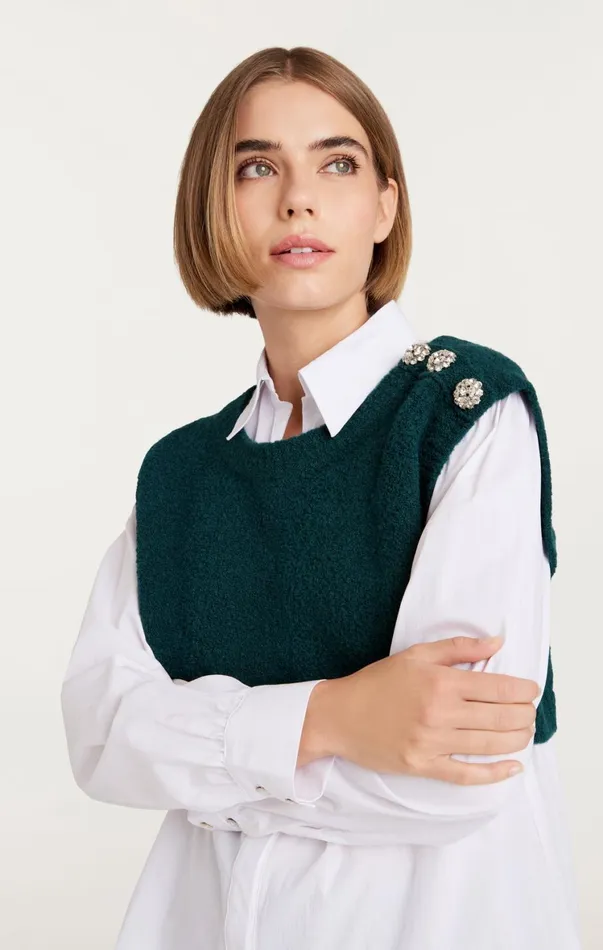 Women Sweaters and Knits Cinq Sept Alden Pullover Green Onyxwhite