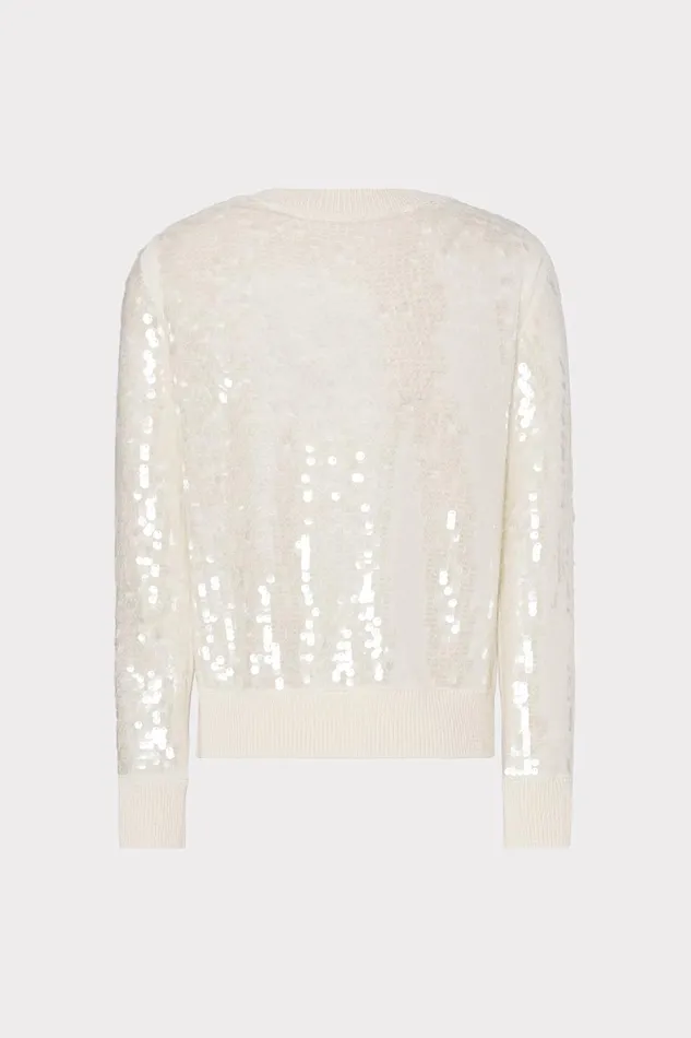Women Sweaters and Knits Milly Ilaria Sequin VNeck Sweater Ecru Women Sweaters and Knits Milly Ilaria Sequin VNeck Sweater Ecru