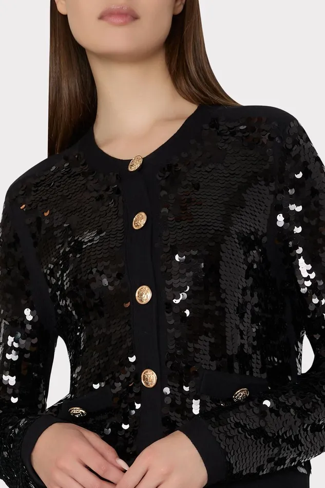 Women Sweaters and Knits Milly Iman Sequin Knit Cardigan Black Women Sweaters and Knits Milly Iman Sequin Knit Cardigan Black