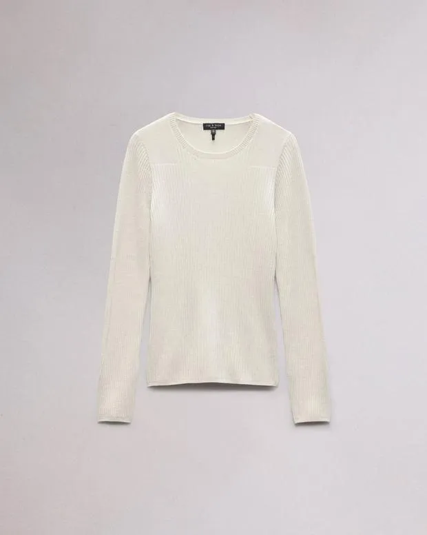 Women Sweaters and Sweatshirts Rag and Bone Audrina Washable Wool Crew Off White