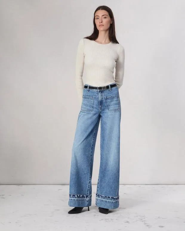 Women Sweaters and Sweatshirts Rag and Bone Audrina Washable Wool Crew Off White