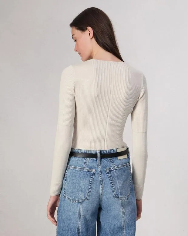 Women Sweaters and Sweatshirts Rag and Bone Audrina Washable Wool Crew Off White