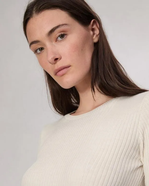 Women Sweaters and Sweatshirts Rag and Bone Audrina Washable Wool Crew Off White