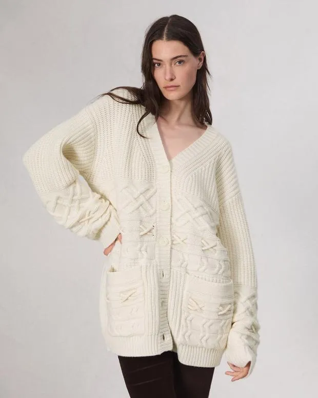 Women Sweaters and Sweatshirts Rag and Bone Conley Cable Cardigan Ivory
