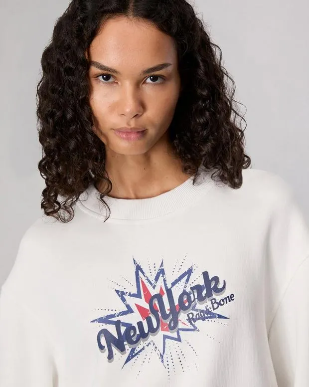 Women Sweaters and Sweatshirts Rag and Bone New York Terry Sweatshirt Ivory Multi