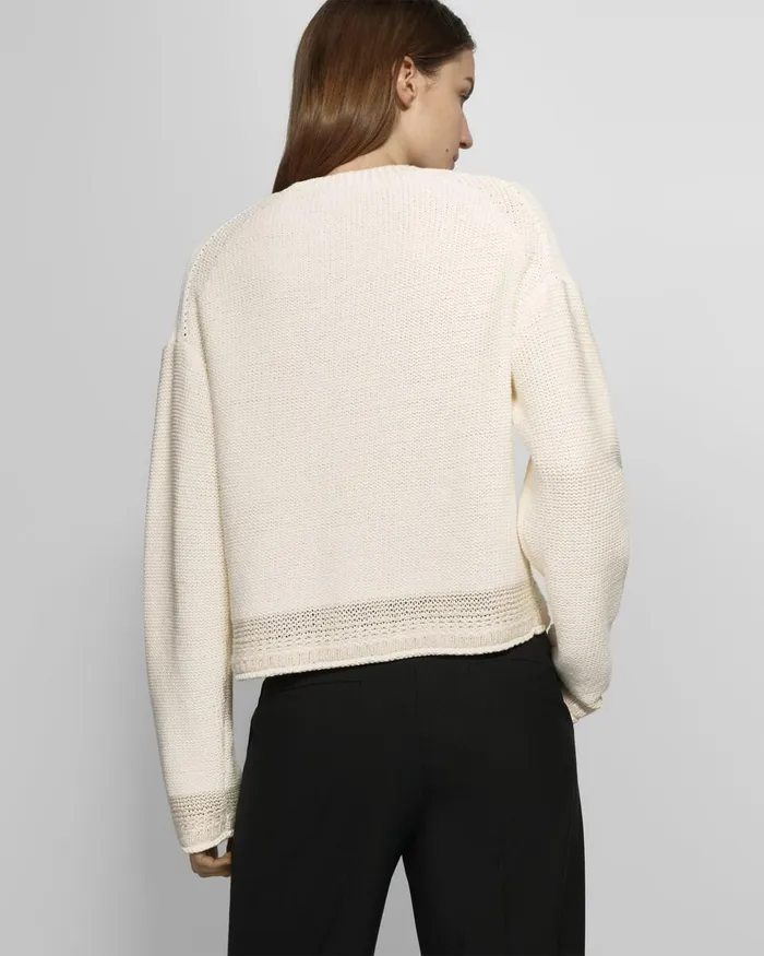 Women Sweaters Cardigans Theory Relaxed Cardigan In Cotton Chainette Ecru