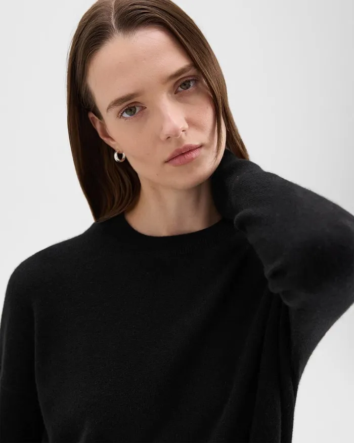 Women Sweaters Cardigans Theory Relaxed Sweater In Cashmere Black