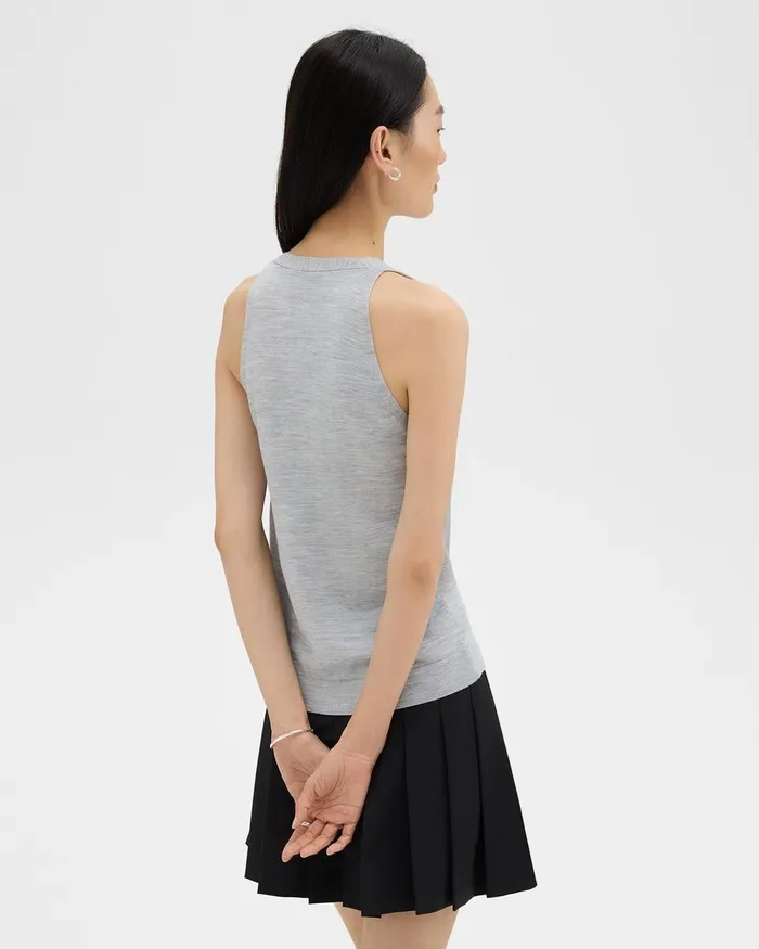 Women Sweaters Cardigans Theory Slim Sweater Vest In Regal Wool Frosted Grey Heather