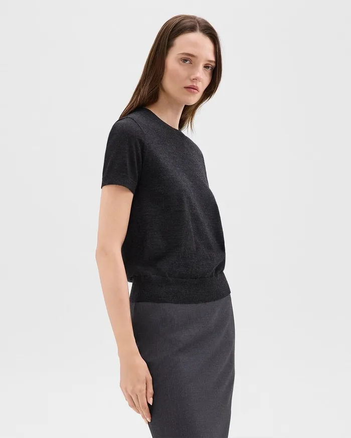 Women Sweaters Cardigans Theory Sweater Tee In Regal Wool New Pestle Melange