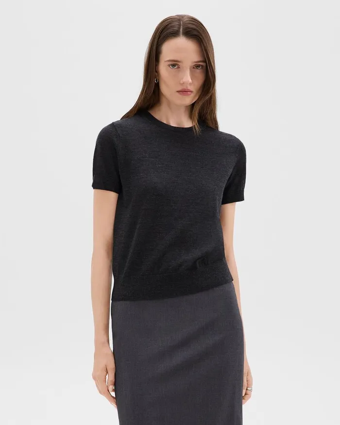 Women Sweaters Cardigans Theory Sweater Tee In Regal Wool New Pestle Melange