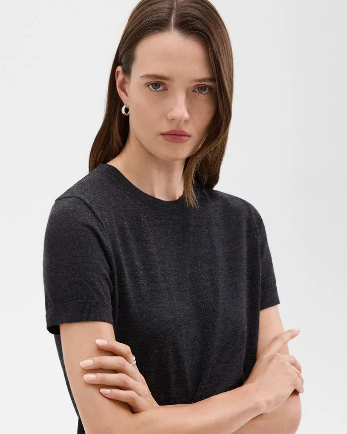 Women Sweaters Cardigans Theory Sweater Tee In Regal Wool New Pestle Melange
