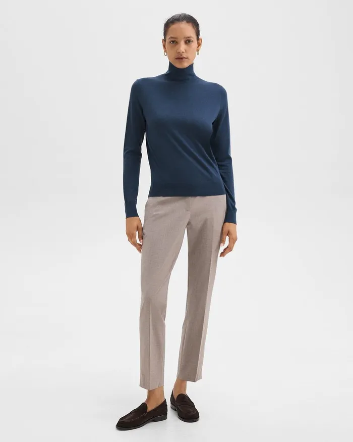 Women Sweaters Cardigans Theory Turtleneck Sweater In Regal Wool Ash Blue