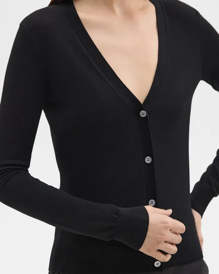 Women Sweaters Cardigans Theory VNeck Cardigan In Regal Wool Black