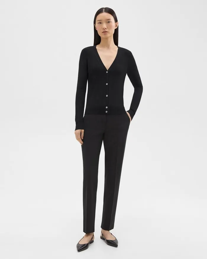 Women Sweaters Cardigans Theory VNeck Cardigan In Regal Wool Black