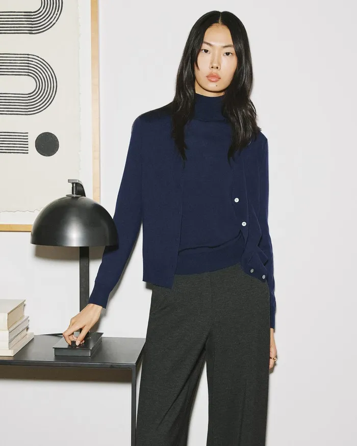 Women Sweaters Cardigans Theory VNeck Cardigan In Regal Wool Black