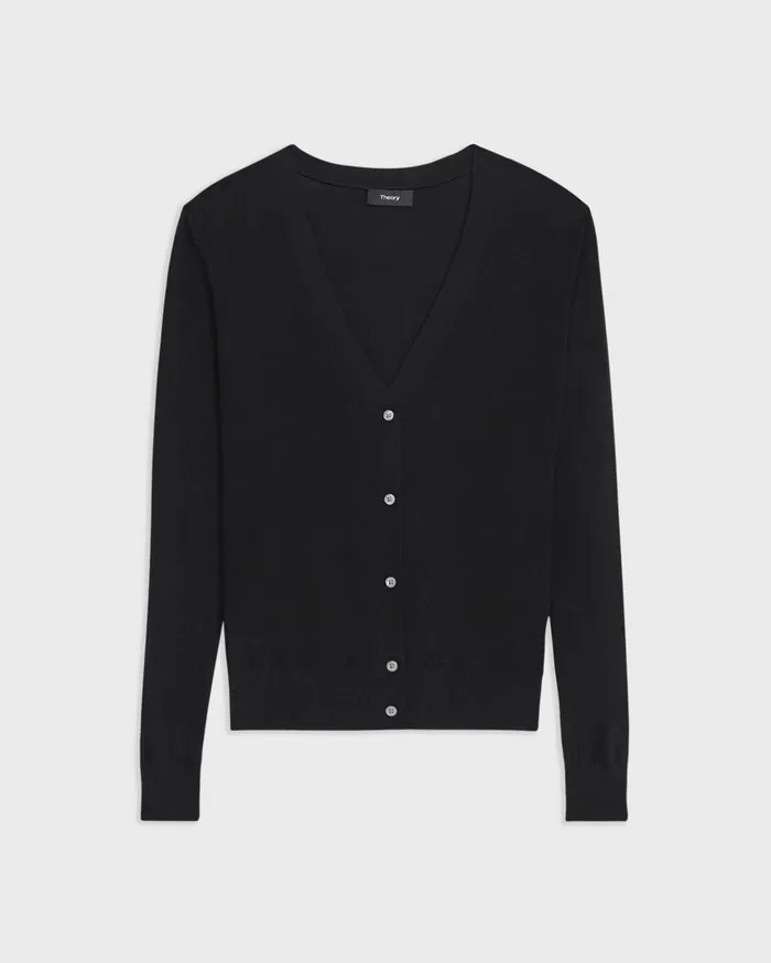 Women Sweaters Cardigans Theory VNeck Cardigan In Regal Wool Black