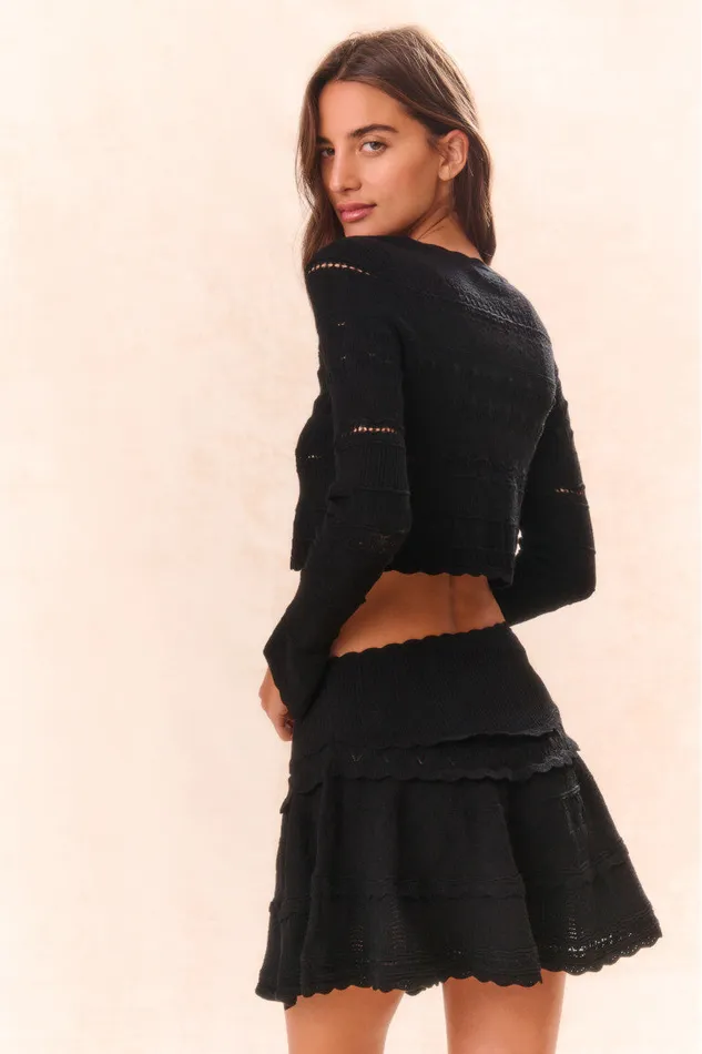 Women Sweaters LoveShackFancy Media Pointelle Knit Cardigan Black