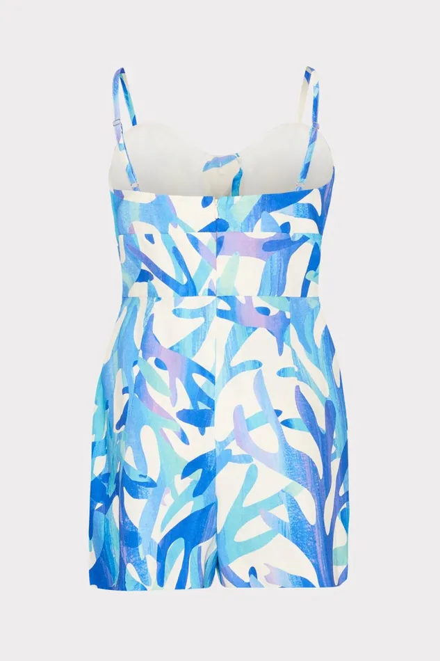 Women Swim and Coverups Milly Anya Under The Sea Linen Romper Blue Multi Women Swim and Coverups Milly Anya Under The Sea Linen Romper Blue Multi