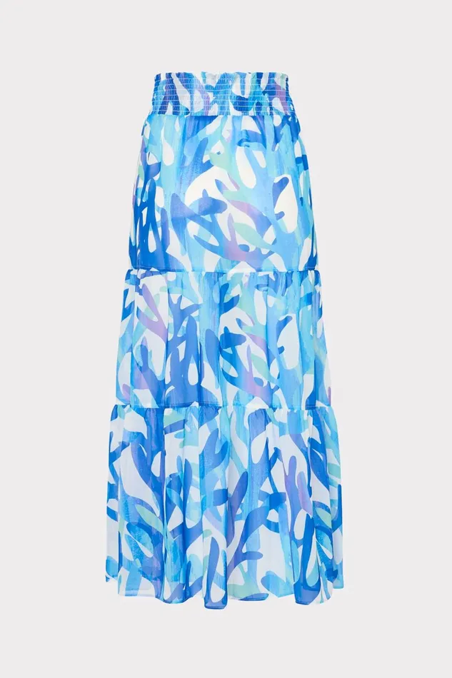 Women Swim and Coverups Milly Jem Under The Sea Tiered Chiffon Skirt Blue Multi