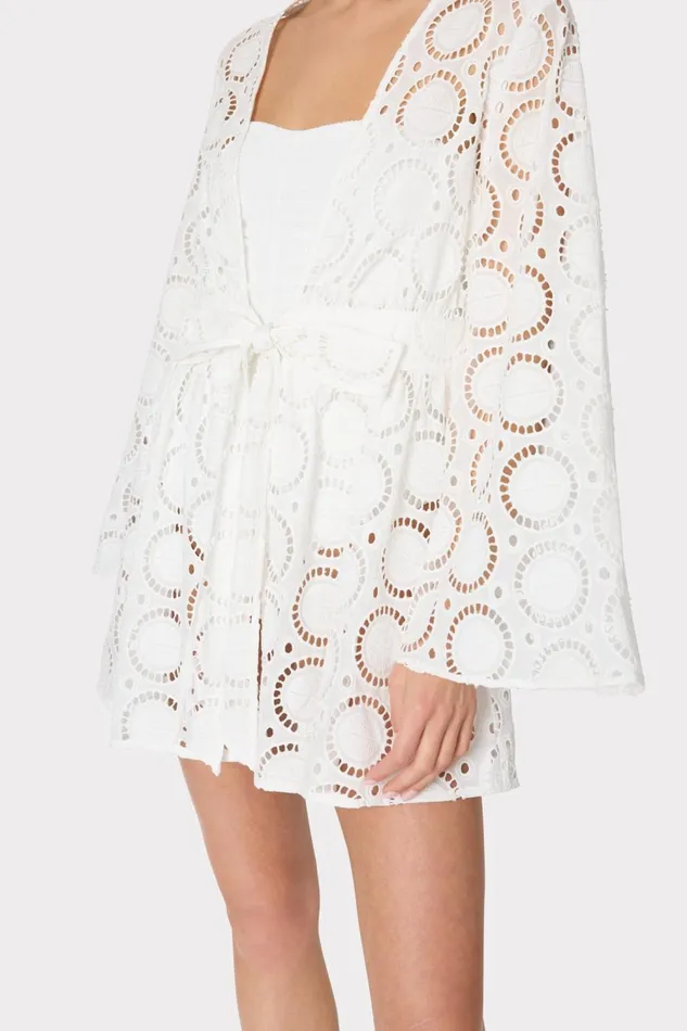 Women Swim and Coverups Milly Jessie Geo Eyelet CoverUp White