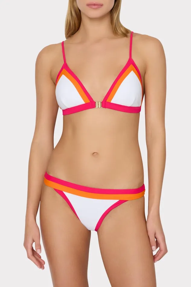 Women Swim and Coverups Milly Positano Color Block Bikini Top Pink Multi