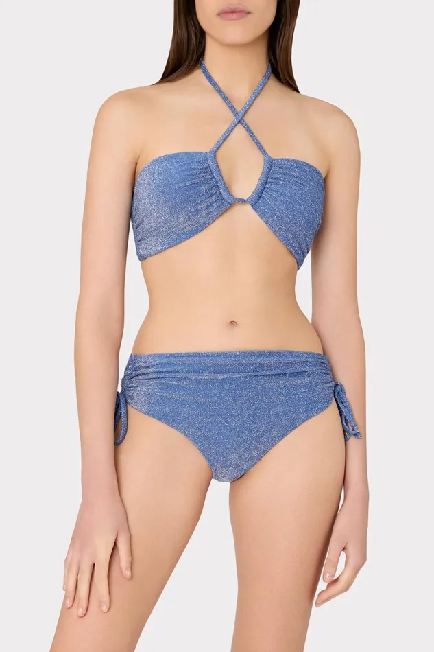 Women Swim and Coverups Milly Shimmer Halter Bikini Top Blue