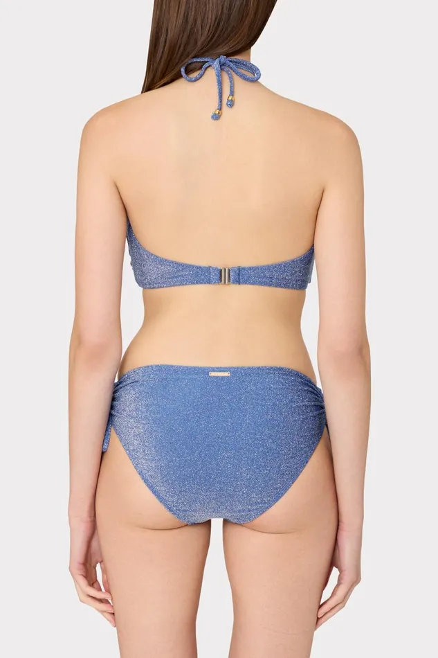 Women Swim and Coverups Milly Shimmer Halter Bikini Top Blue