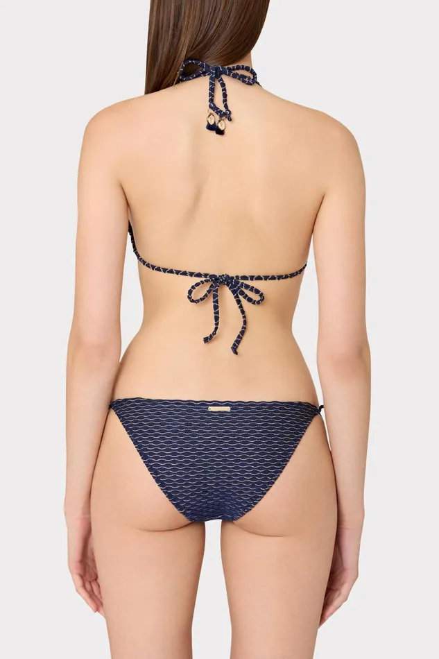 Women Swim and Coverups Milly Textured Waves Triangle Bikini Top Navy