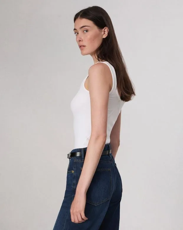 Women TShirts Rag and Bone Essential Rib Scoop Tank White
