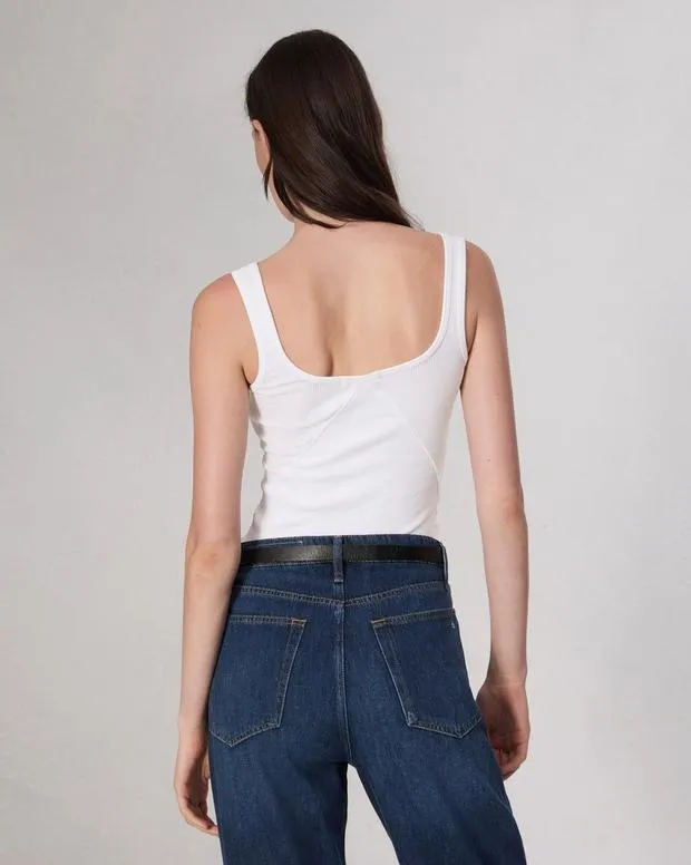 Women TShirts Rag and Bone Essential Rib Scoop Tank White