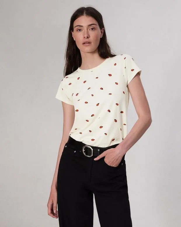 Women TShirts Rag and Bone Ladybug Cotton Tee White Multi
