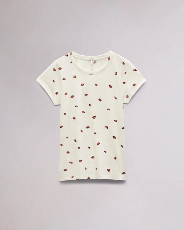 Women TShirts Rag and Bone Ladybug Cotton Tee White Multi