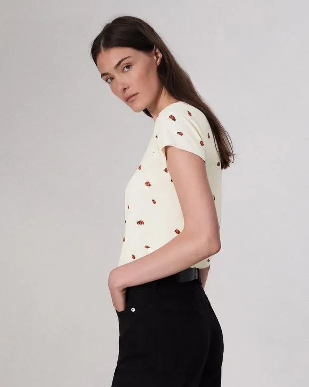 Women TShirts Rag and Bone Ladybug Cotton Tee White Multi