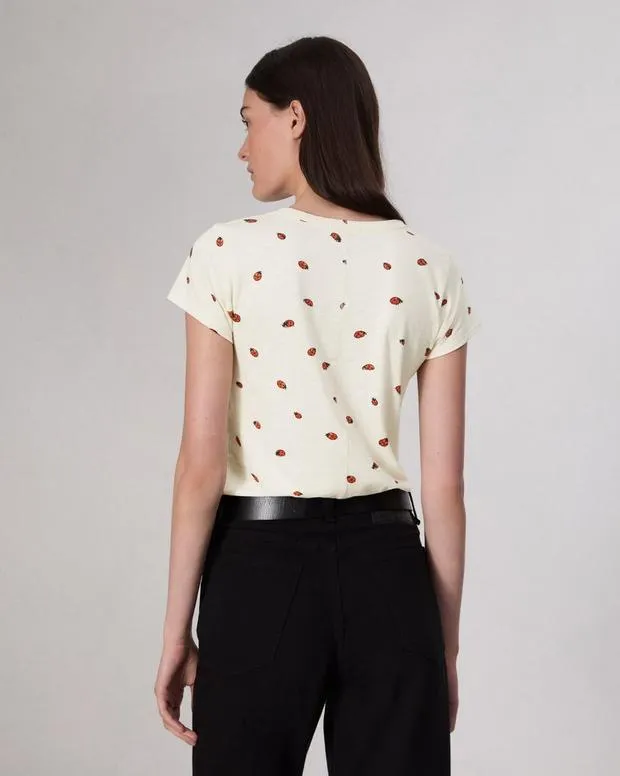 Women TShirts Rag and Bone Ladybug Cotton Tee White Multi