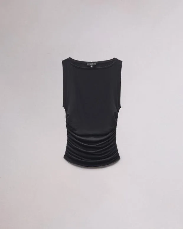 Women TShirts Rag and Bone Luca Shirred Tank Black