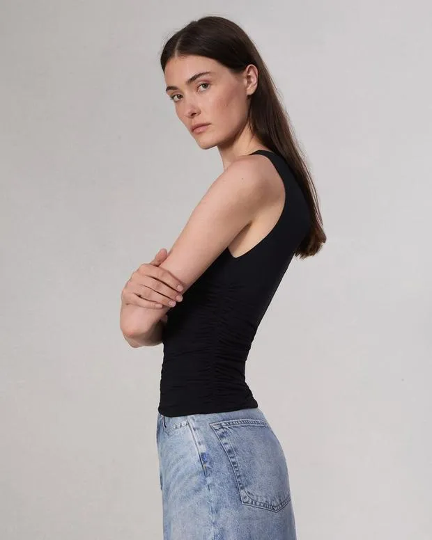 Women TShirts Rag and Bone Luca Shirred Tank Black