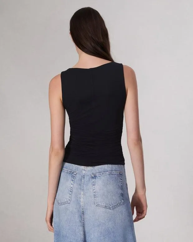 Women TShirts Rag and Bone Luca Shirred Tank Black