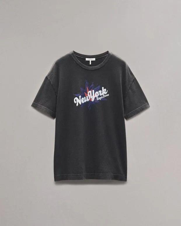 Women TShirts Rag and Bone New York Boyfriend TShirt Black Multi