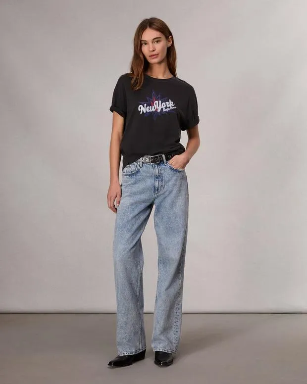 Women TShirts Rag and Bone New York Boyfriend TShirt Black Multi
