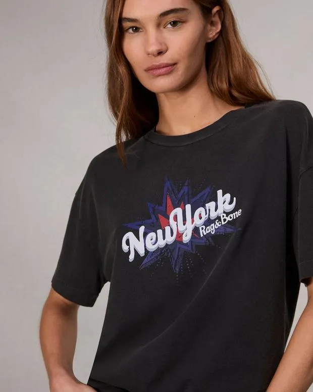 Women TShirts Rag and Bone New York Boyfriend TShirt Black Multi