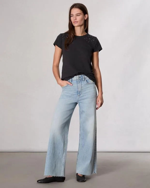 Women TShirts Rag and Bone Studded Cotton TShirt Black Women TShirts Rag and Bone Studded Cotton TShirt Black