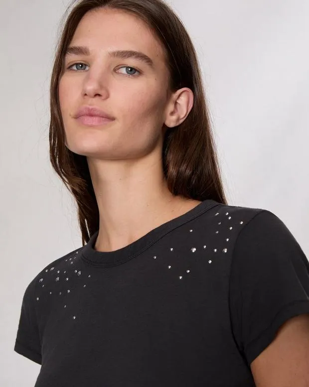 Women TShirts Rag and Bone Studded Cotton TShirt Black Women TShirts Rag and Bone Studded Cotton TShirt Black
