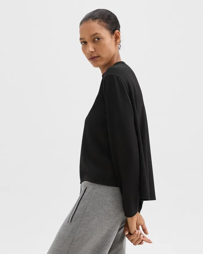 Women TShirts Tank Tops Theory ALine Sweatshirt In DoubleKnit Jersey Black