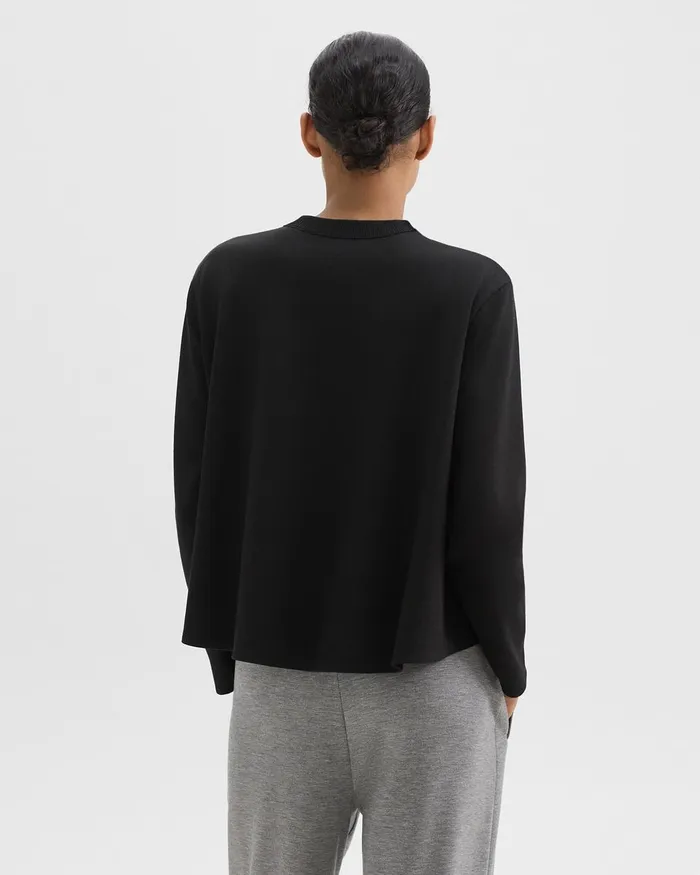 Women TShirts Tank Tops Theory ALine Sweatshirt In DoubleKnit Jersey Black